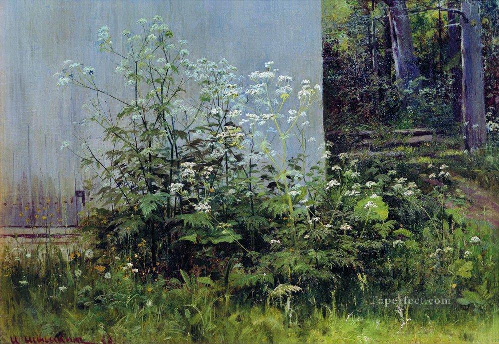 flores en la valla paisaje clásico Ivan Ivanovich Pintura al óleo